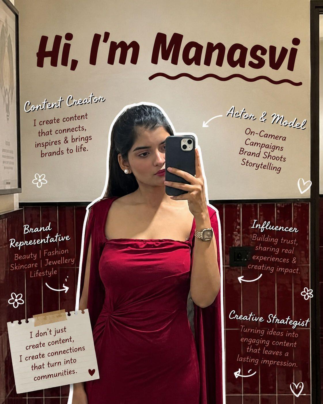 Manasvi Pathak, content creator and brand representative, sharing her story