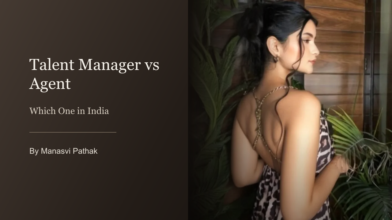 Manasvi Pathak in a lifestyle fashion portrait, cover image for a blog post comparing talent managers, agents and agencies in India