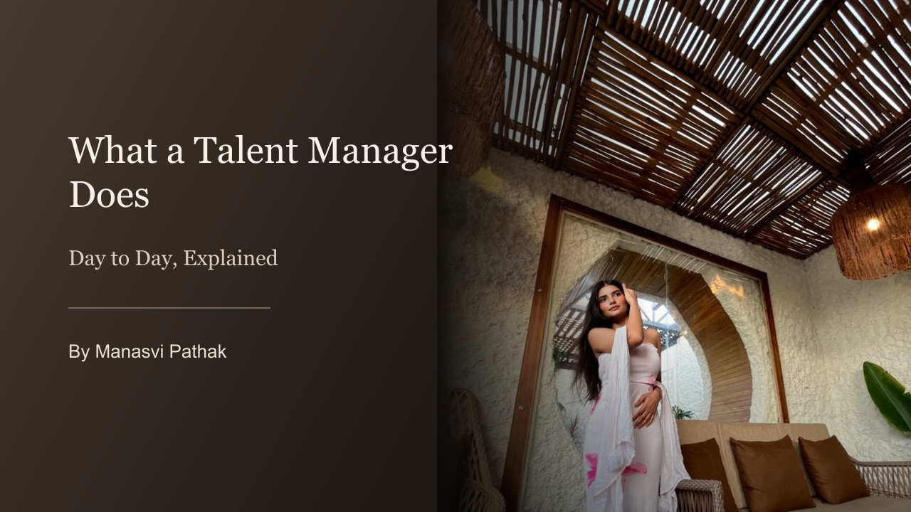 Manasvi Pathak in a fashion portrait, cover image for a blog post on what a talent manager does