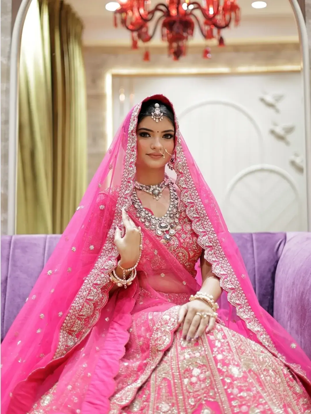Manasvi Pathak modeling traditional bridal wear for Kapda Mandir