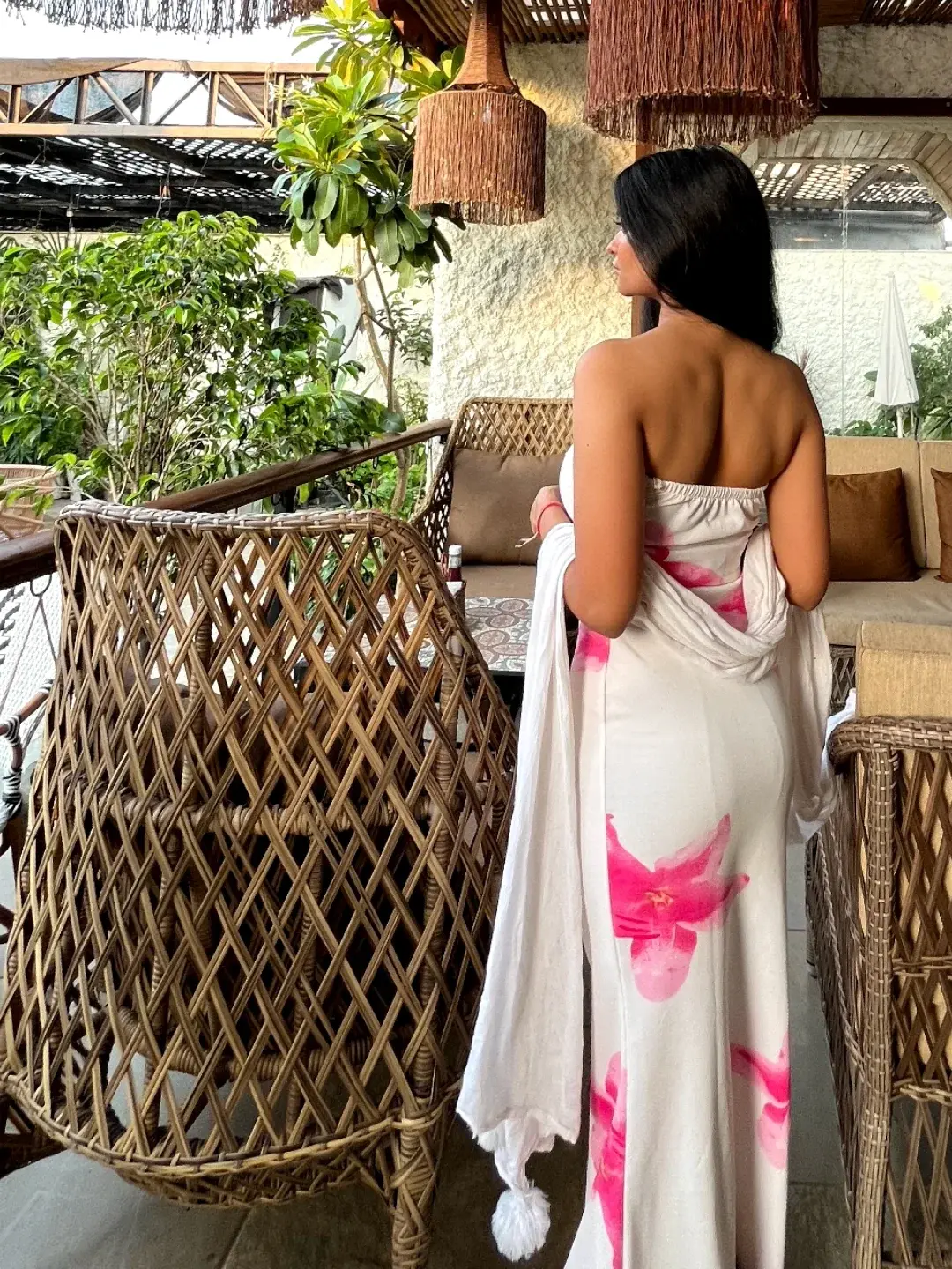 Manasvi Pathak Instagram post, floral resort wear lifestyle content from Agra