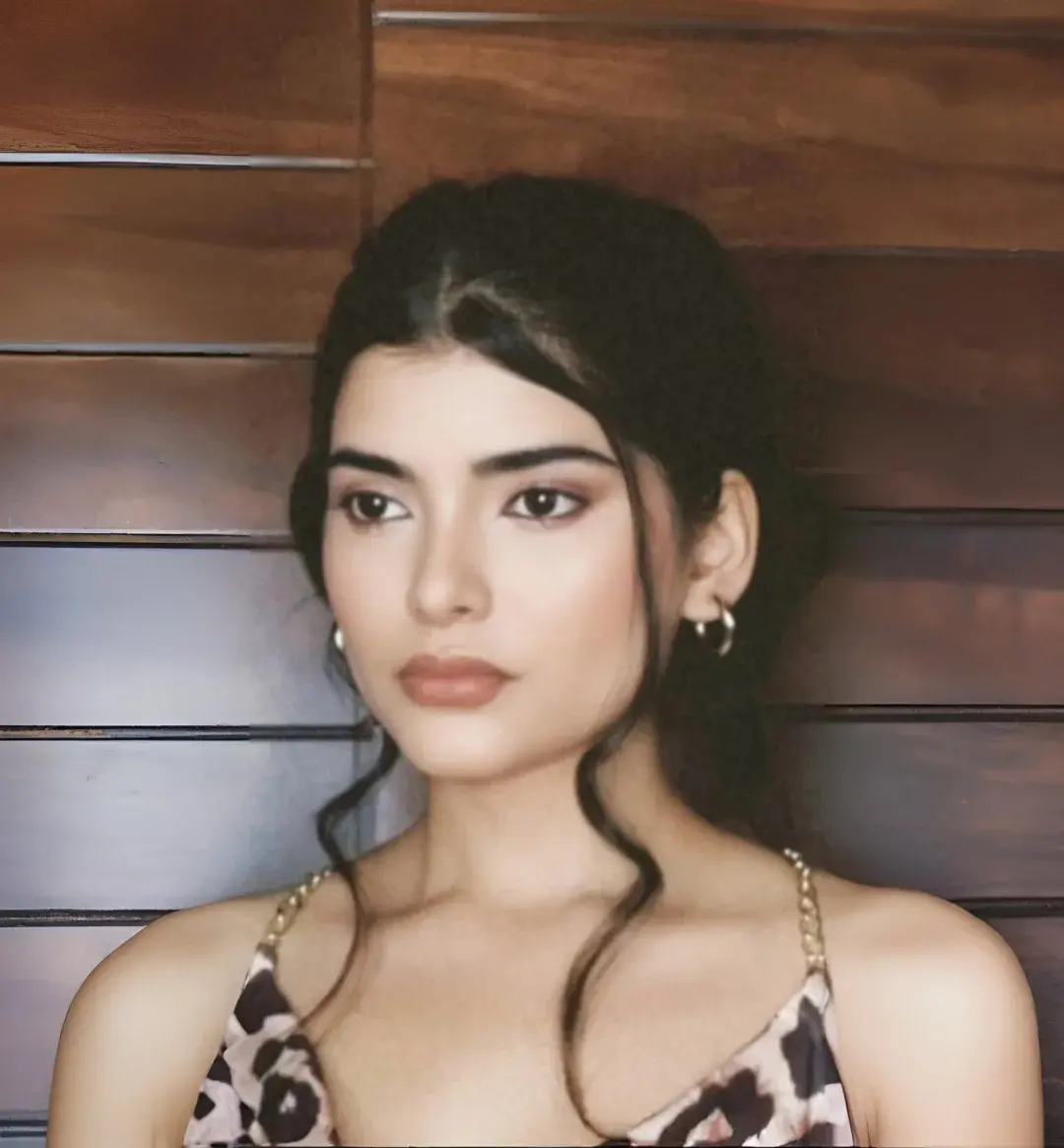 Manasvi Pathak Instagram post, leopard print portrait fashion content from Agra