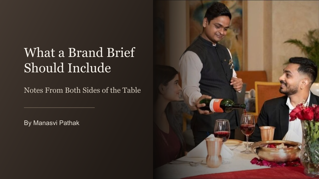 Manasvi Pathak as campaign model for a branded hospitality shoot showing what a strong brand brief supports