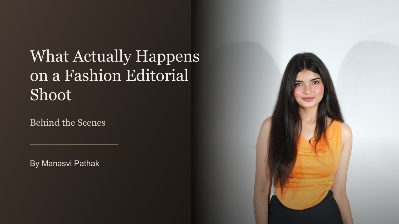 Manasvi Pathak on set during a fashion editorial photoshoot in Agra