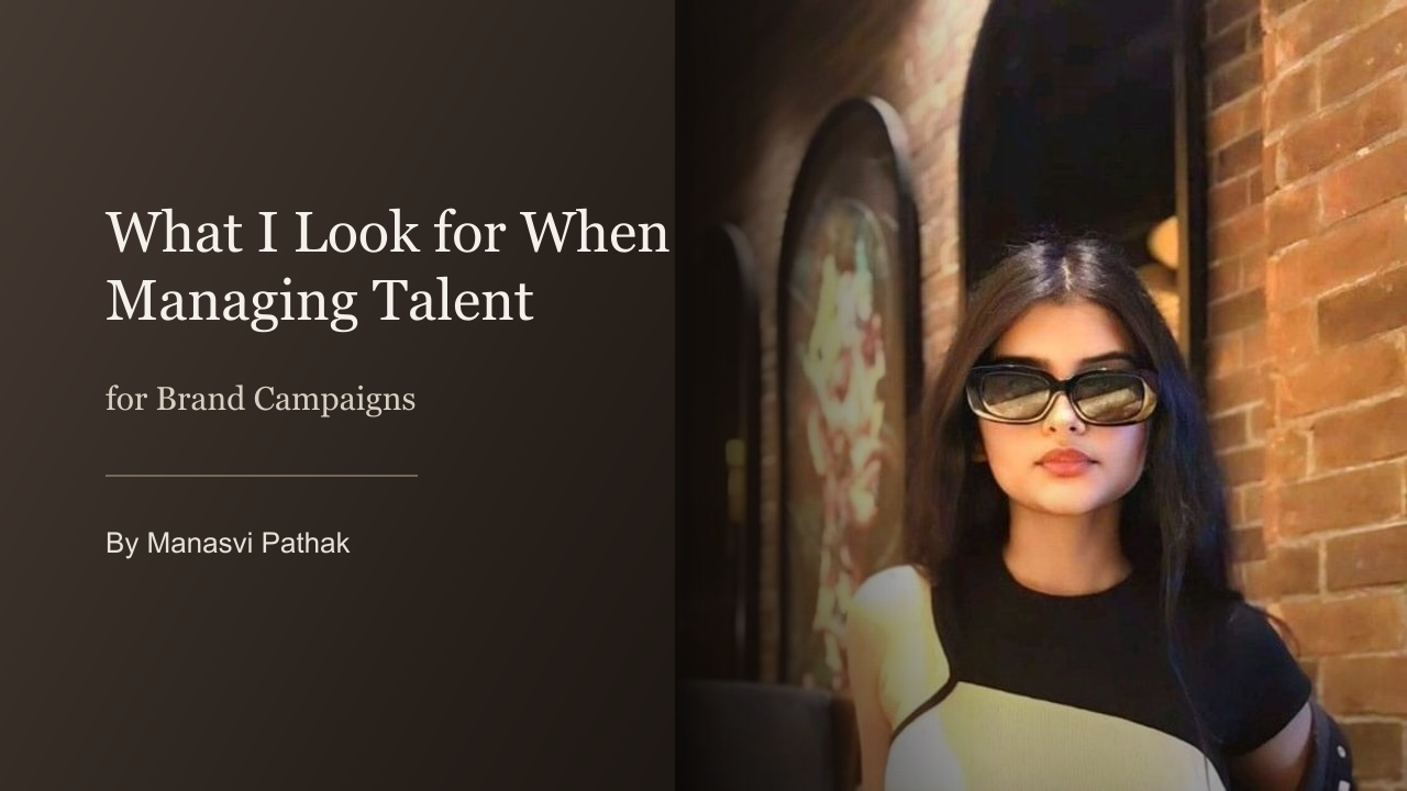 Manasvi Pathak, talent manager at Calibre Associates, cover image for a blog post on managing talent for brand campaigns